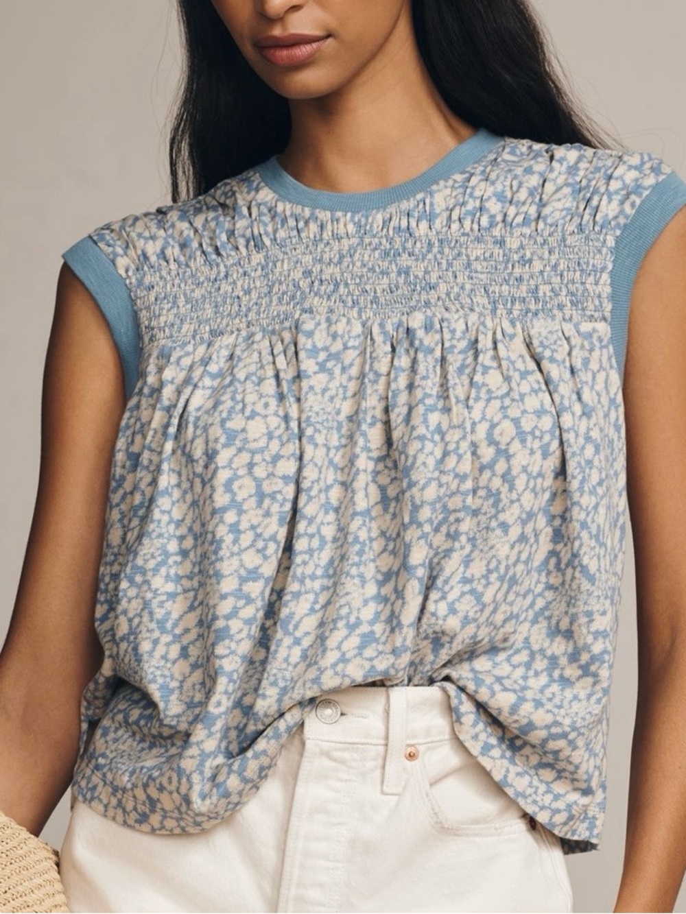 Anthropologies Smocked Yoke Tank ~ L